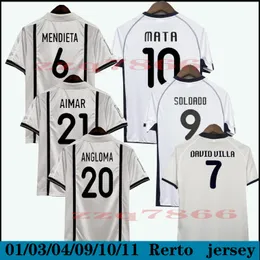 2001 توب فالنسيس AIMAR VICENTE MENDIETA ريترو قمصان كرة القدم 10 11 SILVA 06 07 EDU Home White Away Black 7 David Villa قميص كرة القدم الكلاسيكي