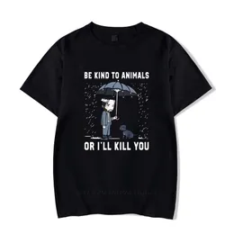 John Wick Var snäll mot djur eller jag kommer att döda dig brev Vuxen Svart T-shirt Storlek XS-3XL Tecknad T-shirt Män Unisex Fashion Tshirt 210409