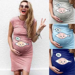 Kläder sexiga kvinnor moderskap klänning tecknad losse klänning amning amning klänning 2021 sommar damer graviditet casual kläder g220309