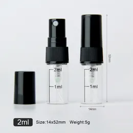 50 PC / lot 2ml 샘플 병 교정 빈 향수 병 블랙 스프레이 분무기 화장품 컨테이너