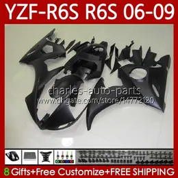 Motorcykelkroppar för Yamaha YZF-R6S YZF-600 YZF R6S 600CC 2006-2009 karosseri 96no.10 YZF R6 S 600 CC YZFR6S 06 07 08 09 YZF600 2006 2008 2008 OEM Fairing Black Matt Blk