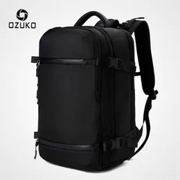 Ozuko män ryggsäck för 15 "17" Laptop Ryggsäckar Vattenavvisande Multifunktionsväska USB Laddning Travel Ryggsäck Stor Mochila 210929