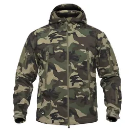 Shark Skin Soft Shell Military Tactical Jacket Men Waterproof Windbreaker Winter Warm Coat Camouflage Hooded Camo Army Clothing 211217