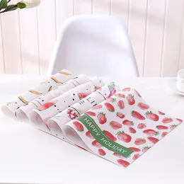 Fruit Decorative Print Placemats for Dinner Table Mat Strawberry Design Kitchen Nordic Accessories Drink Coasters