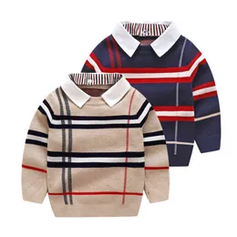 Baby Boys Winter Pullover långärmad tröja skjorta polo skjorta för vinter varma toppar barn kläder y0925