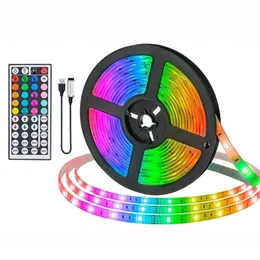 5M/10M LED Strip RGB USB 5050 SMD LEDs Lampor 44key controller Ljusremsor med fjärrkontroll Skrivbord Holiday Wall Room TV Bakgrundsljus