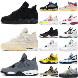 Vit Oreo Jumpman 4s Desert Moss Basketball Skor för män Kvinnor 4 Universitet Blå # 39 Taupe Haze Bled Sail Court Purple Mens Trainers Sport Sneakers