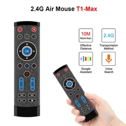 T1 Max Smart Remote Control 2.4g Trådlös Air Mouse Gyro Gyroskop Voice Control Mini Tangentbord för Android Mac TV Box KM1 H96 X96 A95X HK1