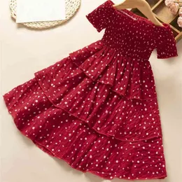 Dress Summer Light es Princess Kids Clothing Girl Polka Dot Pattern Multilayer For Girls 210528