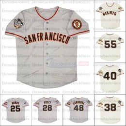 Retro San Francisco 2002 2010 en 2012 truien 55 Tim Lincecum 25 Barry Bonds 40 Madison Bumgarner 28 Buster Posey