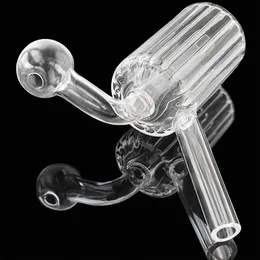 Pyrex espesso de óleo de vidro de vidro Bubbler tubos de vidro portáteis fumantes coloridos fumantes aquáticos bongud bong tocão de tocca de tabaco curvo tigela tanque artesanal listrado listrado shisha shisha