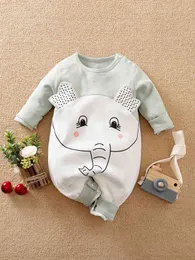 Yierying Baby-Elefant-Cartoon-Druck-Farbblock-Overall SIE