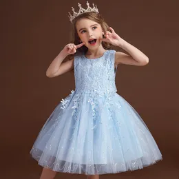 Tjejer kläder sommar prinsessa klänningar flyga ärm barn klänning blomma parti flicka barn kläder 110-160cm 0329