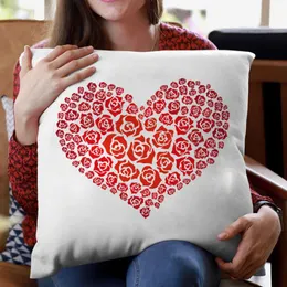 Cushion/Decorative Pillow Heart Print Pillowcase White Case Home Decor Couples Room Sofa Cushion Cover Decorative Covers Almohada