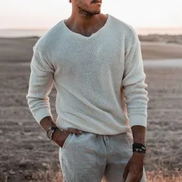 Maglione da uomo primavera autunno maglioni di grandi dimensioni scollo a V nero grigio bianco marrone Pullover da uomo