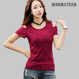 BOBOKATEER plus size t shirt women tshirt camisetas verano mujer off shoulder summer top t-shirt women tops tee shirt femme 210722