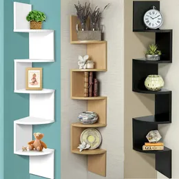 5 Tier Corner Mount Shelf Organizer Wall Shelf Kitchen Storage Rack Holder Home Bookshelf Shelves Storage Home Decor 210331