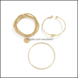 Bangle Bracelets Jewelry Yamog Smooth Circle Ring Beaded Strands Women Metal Cross Knot Gold European Business Style Round Hand Ornaments Dr