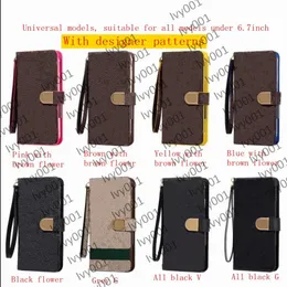 أعلى أزياء L Wallet Phone Cases for iPhone 14 13 Pro Max 12 Mini 11 XS XR X 8 7 Flip Leather Cover Cover Samsung All Model Note 10 20 Plus S21 B04