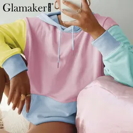 Glamaker Langarm Oversize Casual Sweatshirts Frauen Herbst Mode Kleidung Macaron Hoodies Pullover Sweatshirt Winter 210412