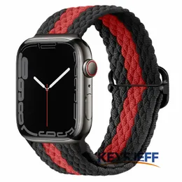 Flätat band Kompatibel med Apple Watch-banden 45mm 41mm 44mm 40mm Elastiska Solo Loop Sportband för Iwatch Series 7 6 5 4 3 SE Justerbar stretchy Woven Wristband