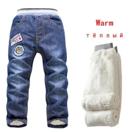 2-7Y Jungen Jeans Hosen hinzufügen Wolle warme Kleidung Kinder gewaschen Denim Jeans Jungen lange Hosen Baby Boy Jeans Hosen Winter Jean 210331