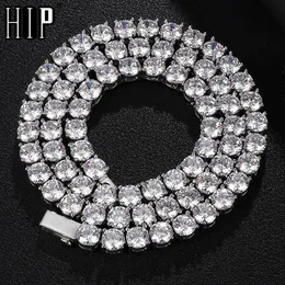 HIP HOP 3/4/5/6MM Bling Iced Out Rame Zircone Catena da tennis Fascino Collana a catena a maglia lunga per gioielli da uomo X0509