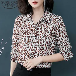 Autumn Women's Simple Shirt Women's Long Sleeve Chiffon Women Tops Temperament Print Casual Regular Blouses 5946 50 210527