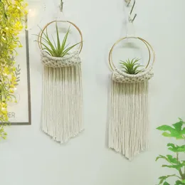 Andra trädgårdstillbehör Macrame Hängande Planter Inomhus för luftplantage Tillandsia Små växter Bohemian Hem Dekorativa rum Decor Jungle