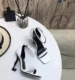Designer High Heels Paris Metal Letters Sandals Woman Dress Shoes Sexy Open  Toe Slippers Luxury Fashion Leather SL Pumps Party Wedding Sandal with box