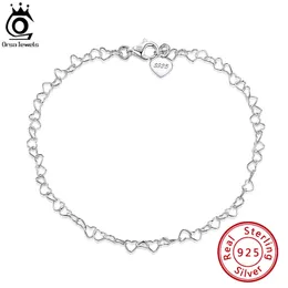 Orsa Jewels Gerçek 925 Ayar Gümüş 3.5mm Rolo Kalp Bağlantı Halhal 10 "Ayarlanabilir Kadın Kızlar Zincir Halhal Takı SA10