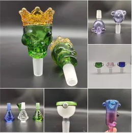 Newest 6 Style 14mm Bowl Glass Bowl Male Joint Handle Beautiful Slide Bowl Piece Smoking Accessories For Bongs Water Pipes US Warehouse