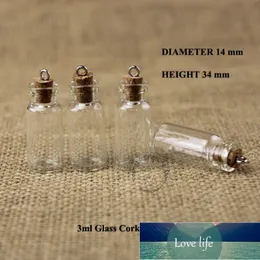 100pcs/lot 3ml Glass Vial Cork Bottle 1/10OZ Small wishing Display Vintage Glassware Clear Empty Refillable Container