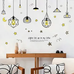 dly Five-pointed Star Wire Chandelier Wall Stickers Bedroom Living room Children's room Background The sticker on the wall 210420