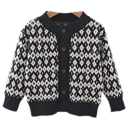 Jesień Dzieci Sweter dla chłopca Girl Coats 2021 Nowy Casual Baby Ciepłe Odzież 2-6Y Dzieci Odzieży Knitted Cardigan Dziewczyny Sweter Y1024