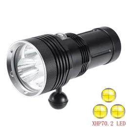 Kraftfull facklor Vattentät 200m Djupdykning Ficklampa 3 x xhp70.2 Superljus LED Professionell dyk undervattens Tactical Torch P730