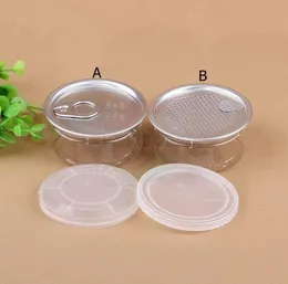 Clear Plastic Jar PET with Metal Lid Airtight Tin Can Pull Ring Concentrate Container Food Herb Storage 100ML