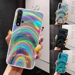 Färgglada Rainbow Laser Spegel Telefonväskor för Xiaomi RedMi Note 10 9 Pro 10s 9s 8 mi Poco X3 Pro NFC M3 Mjukt baksida