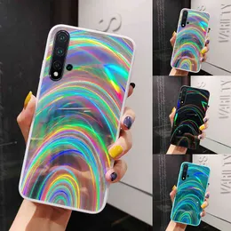 Colorful Rainbow Laser Mirror Phone Cases For Xiaomi Redmi Note 10 9 Pro 10S 9S 8 Mi POCO X3 Pro NFC M3 Soft Back Cover