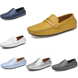 2021 Leder Doudou Herren Casual Fahrschuhe weiche Sohle Mode Schwarz Marine Weiß Blau Silber Gelb Grau Schuhe All-Match Lazy Cross-Border 38-46 Fifty One