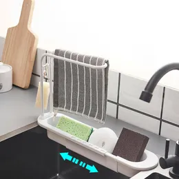 Küche Lagerung Organisation Waschbecken Regal Einstellbare Ablauf Rack Seife Schwamm Handtuch Halter Für Badezimmer Home Organizer
