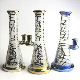 Bong in vetro colorato da 14 mm con narghilè femminili da 8,5 pollici Tubi d'acqua Pyrex Dab Rig spessi Nastro viola blu Bicchiere trasparente Recycler Bong