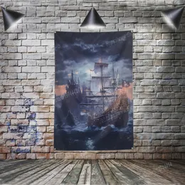軍艦の戦いの船の帆船の海の旗バナーポリエステル144 * 96cm壁に掛かる4グロメットカスタムフラグ屋内装飾のインスピレーションインテリアはカスタマイズできます