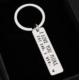 I Love You Most More The End Creative Keyrings I Win Couples Keychain Stainless Steel Key Holders Party Favor DH8533