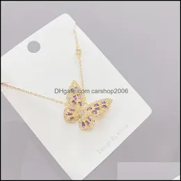 Ketten Anhänger Schmuckketten Exquisite Cz Zirkon Schmetterling Anhänger Halsketten Für Frauen Elegante 14 Karat Echtgold Überzogene Charme Halsketten Drop