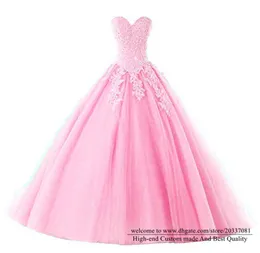 Quinceanera Klänningar 2021 Sexiga Sequins Crystal Princess Sweetheart Appliques Party Prom Formell Ball Gown Lace Up Tulle Vestidos de 15 Anos Q24