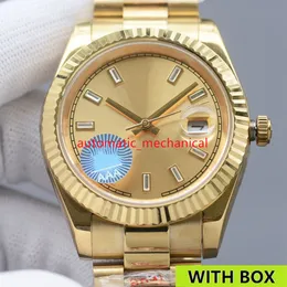 Mode Champagner Gold Zifferblatt Herrenuhr 41mm 126334 Edelstahl Automatische Mechanische 904L Saphir Luxus Armbanduhren Ar303