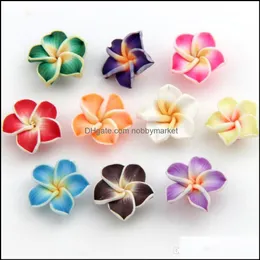 세라믹, 점토, 도자기 느슨한 구슬 보석 colorf 세라믹 클레이 plumeria 꽃 15mm 150pcs / lot 패션 L3000 드롭 배달 2021 9BGNG