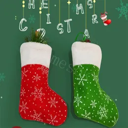 Snowflake Christmas Stocking Wisiorek Białe Czerwone Skarpetki Dzieci Prezent Bag Christma Decoration DD485