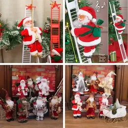 Electric Climbing Ladder Santa Claus Christmas Toy Figurine Ornament DIY Crafts Xmas Party Festival Xams Tree Hanging Decoration children Gifts WHT0228